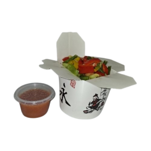 2) Bami krokante kip met zoetzure saus