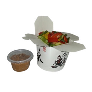 3) Bami krokante kip met sate saus